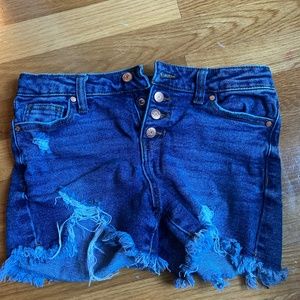 Distressed Blue Jean Shorts